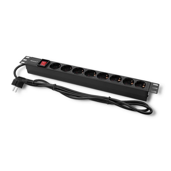 Qoltec PDU-grenuttag til 19'' RACK, 1U, 16A, 8x SCHUKO, 2m