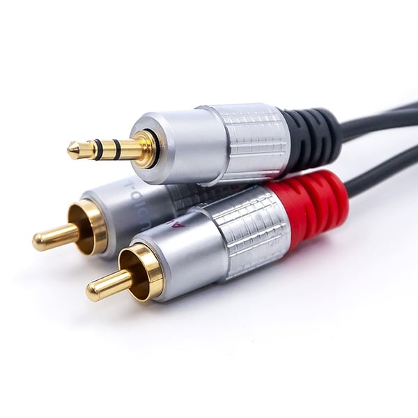 Qoltec Kaapeli 2x RCA / Mini Jack 3,5 mm uros | 2m | Musta