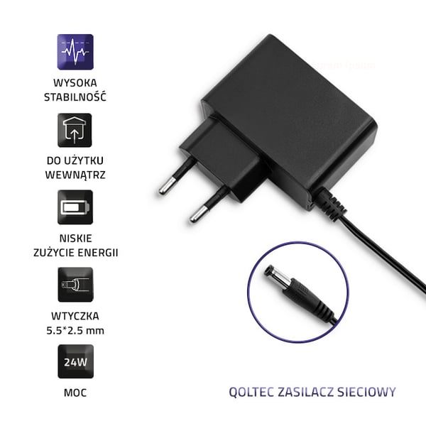 Qoltec netadapter 24W 24V 1A 5,5x2,5mm