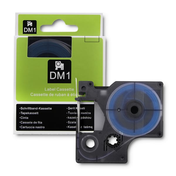 Qoltec-kutistesukka Dymo D1/DM1 -tulostimille | 9 mm * 1,5 m | Valkoinen | Musta tulostus
