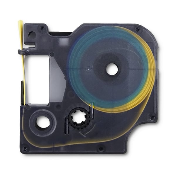 Qoltec krympslang för DYMO D1/DM1-skrivare 12 mm 1,5 m gul med svart utskrift