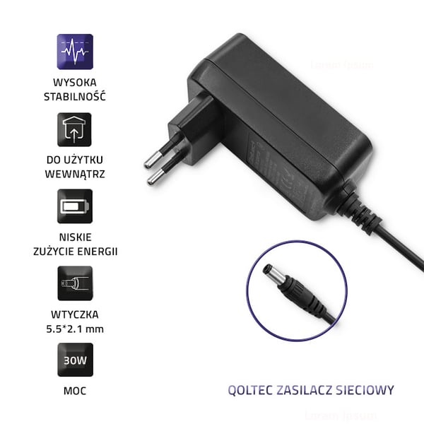 Qoltec netadapter 30W 15V 2A 5.5*2.1