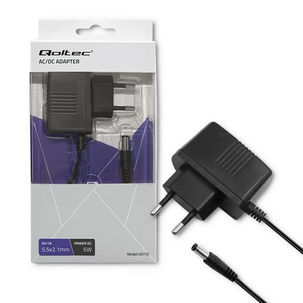 Qoltec Pistokevirtalähde 5W | 5V | 1A | 5.5*2.1