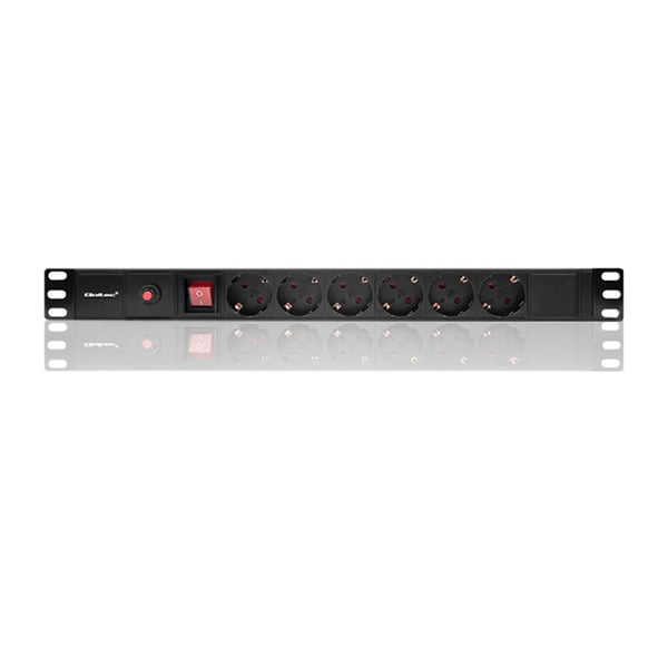 Qoltec PDU-stikdosenudtag med overbelastningsbeskyttelse til 19" RACK | 1U | 16A | 6xSCHUKO | 2m