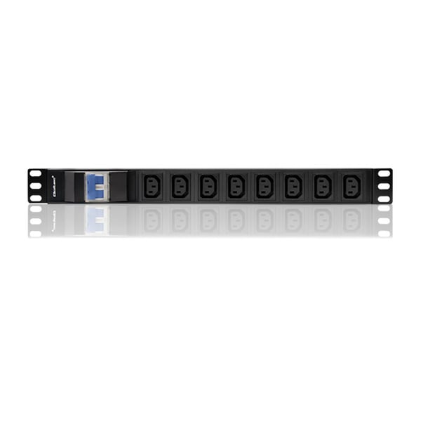 Qoltec PDU-jatkojohto ylikuormitussuojalla 19" räkille | 1U | 10A | 8xIEC C13 | C16-sulake | 2m