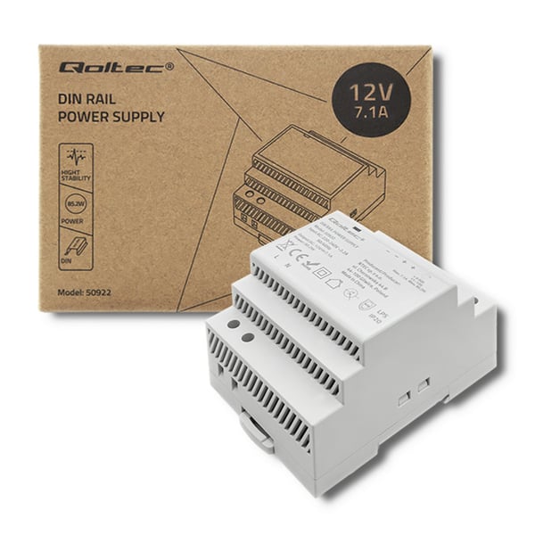 Qoltec DIN-skinne strømforsyning 85,2W 12V 7,1A grå