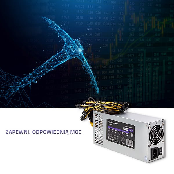 Qoltec PCI-E 1850W strømforsyning 80 Plus Platinum til datamining