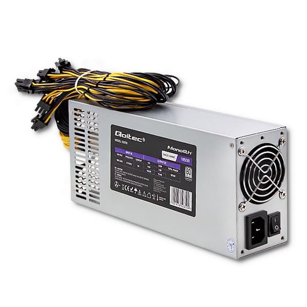 Qoltec PCI-E 1850W nätaggregat 80 Plus Platinum för datautvinning