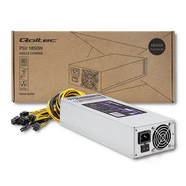 Qoltec PCI-E 1850W strømforsyning 80 Plus Platinum til datamining