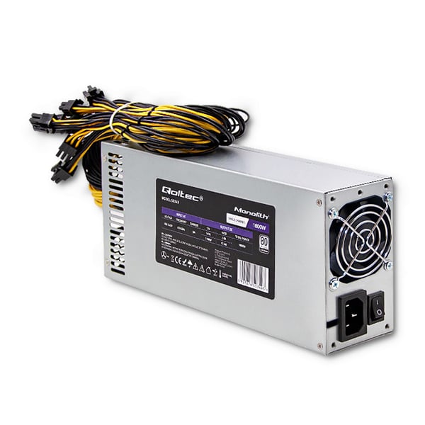 Qoltec PCI-E 1800W virtalähde | 80 Plus Platinum | Tiedonlouhinta