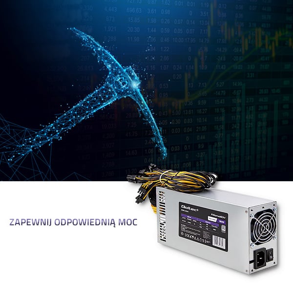 Qoltec PCI-E 1800W strømforsyning 80 Plus Platinum til dataminering