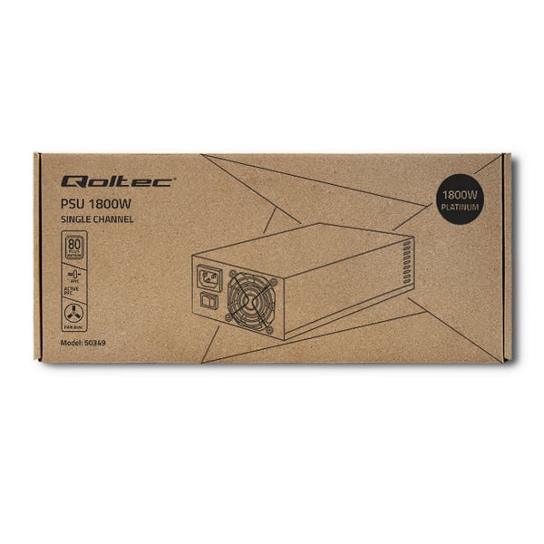 Qoltec PCI-E 1800W strømforsyning 80 Plus Platinum til dataminering