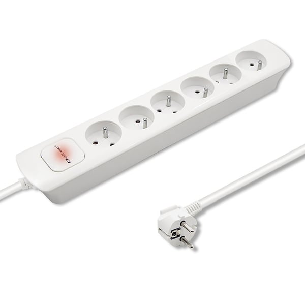 Qoltec grenuttag med 6 udtag 1,8 m hvid
