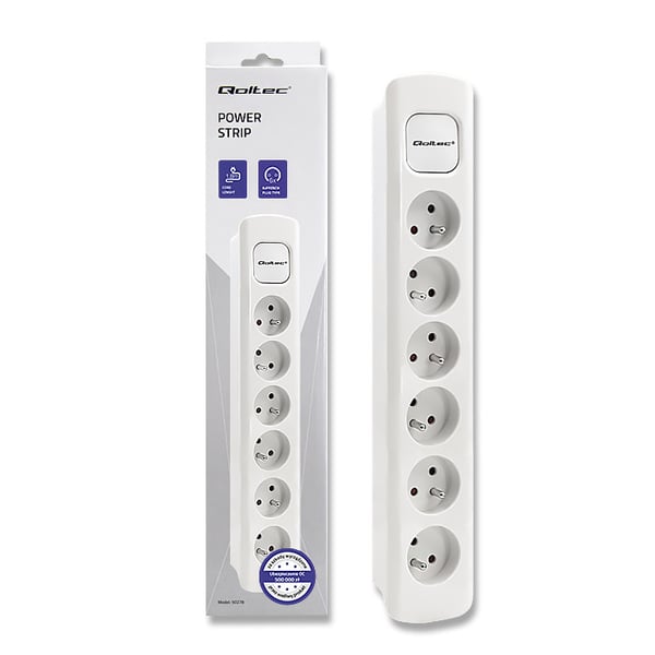 Qoltec grenuttag med 6 udtag 1,8 m hvid Qoltec grenuttag med 6 udtag 1,8 m hvid