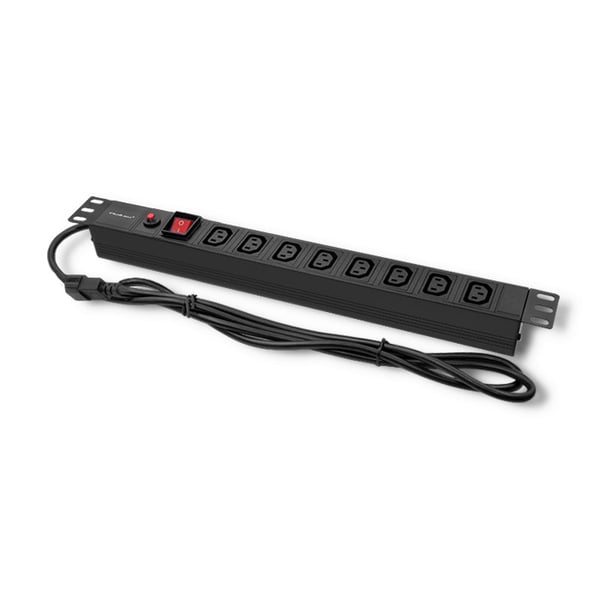 Qoltec PDU-stikdosenmodul med overbelastningsbeskyttelse til 19" RACK | 1U | 10A | 8xIEC C13 | 2m