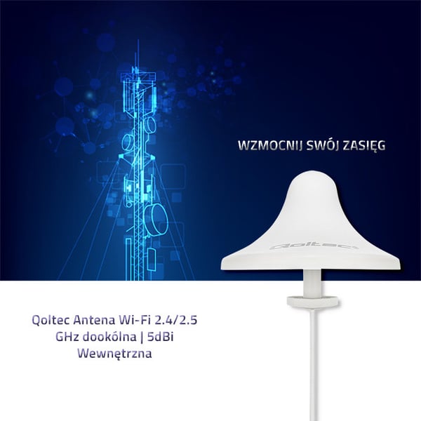 Qoltec Wi-Fi-antenne 2,4/2,5 GHz rundstrålende 5 dBi intern