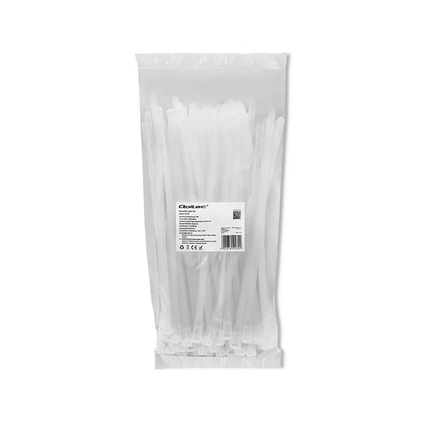 Qoltec genbrugelige kabelbinder 7,2x250 mm nylon66 UV hvid