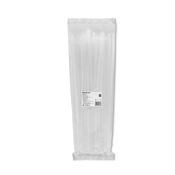 Qoltec genanvendelige kabelbindere 7,2x400mm nylon66 UV hvid