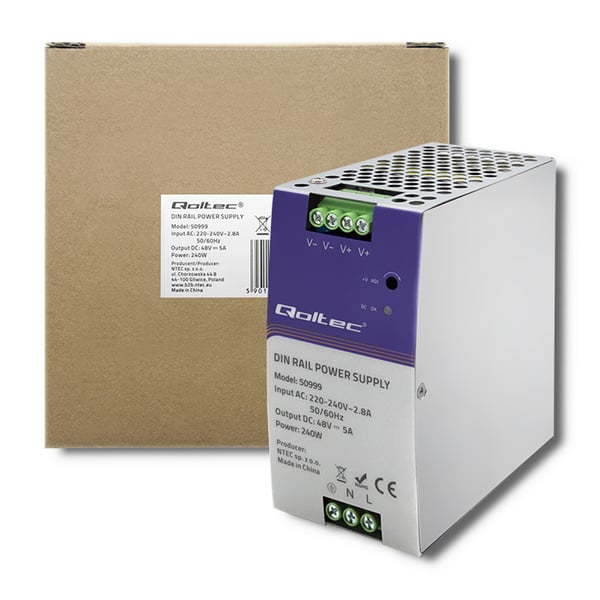 Qoltec industriel DIN-skinnestrømforsyning 240W 48V 5A