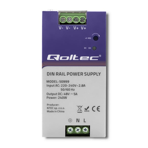 Qoltec industriel DIN-skinnestrømforsyning 240W 48V 5A