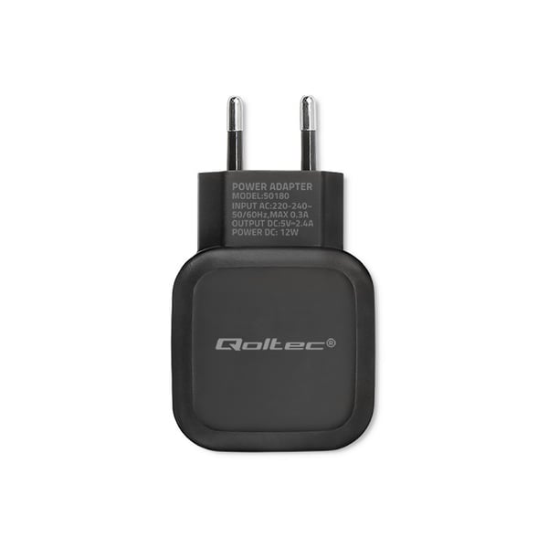 Qoltec vægglader 12W 5V 2.4A USB