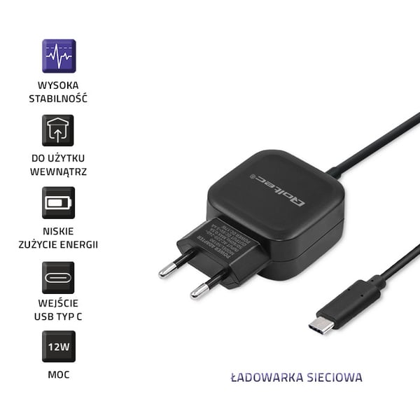 Qoltec vægglader 17W 5V 3,4A USB og USB Type-C