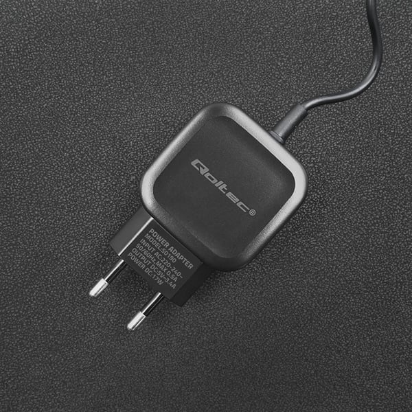 Qoltec vægglader 17W 5V 3,4A USB og USB Type-C