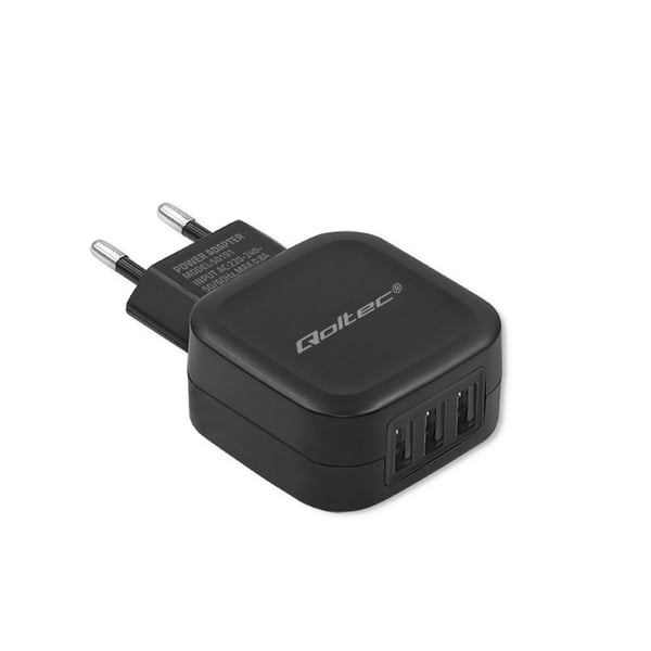 Qoltec vægglader 17W 5V 3,4A 3xUSB