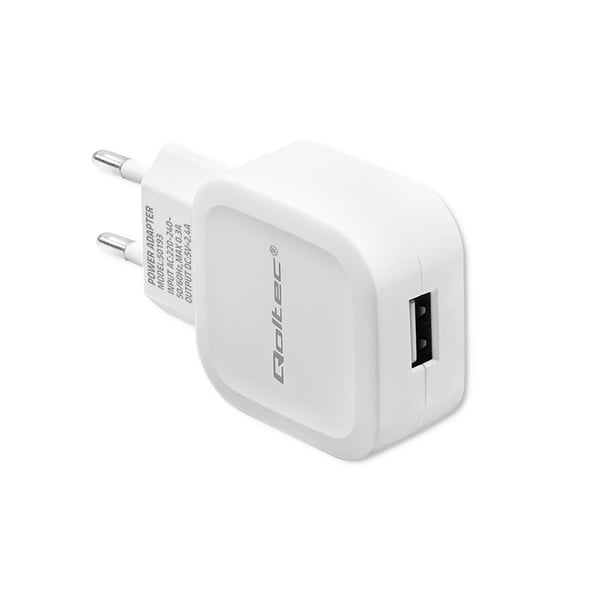 Qoltec vægglader 12W 5V 2,4A USB