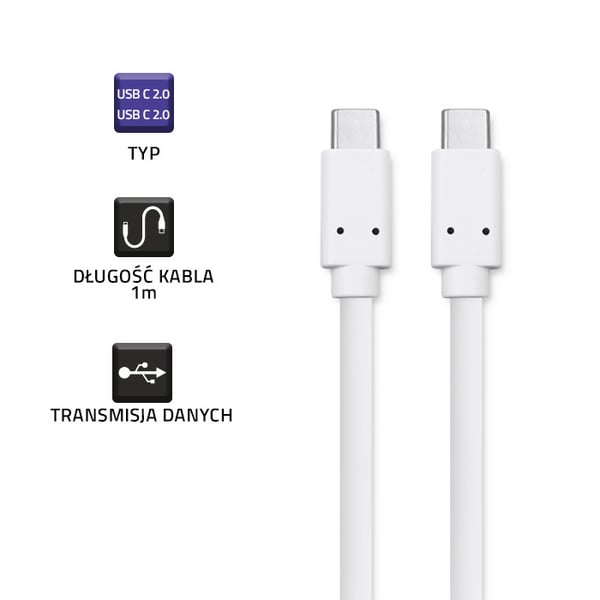 Qoltec USB 3.1 Type-C han-kabel 1 m hvid