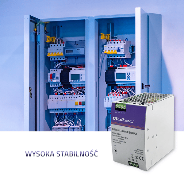 Qoltec industriel DIN-skinnestrømforsyning 480W 24V 20A