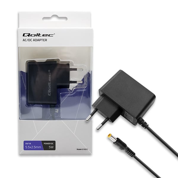 Qoltec netadapter 5W 5V 1A 5,5x2,5 mm