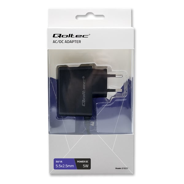 Qoltec netadapter 5W 5V 1A 5,5x2,5 mm