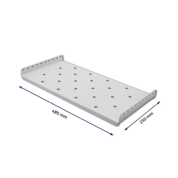 Qoltec hyldebræt til RACK-skab, fast montering, 490x250 mm, grå