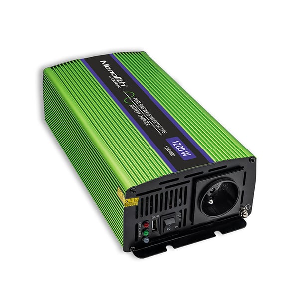 Qoltec Monolith spændingsomformer batterilader UPS 600W 1200W 12V til 230V ren sinusbølge