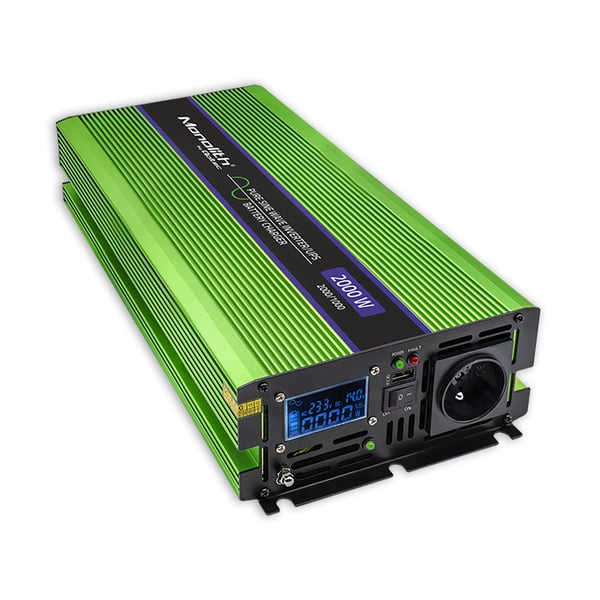 Qoltec Monolith spændingsomvandler batteriopladning UPS 1000W 2000W 12V til 230V ren sinus LCD