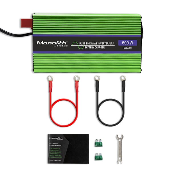 Qoltec Monolith spændingsomvandler batteriladning UPS 300W 600W 12V til 230V ren sinus