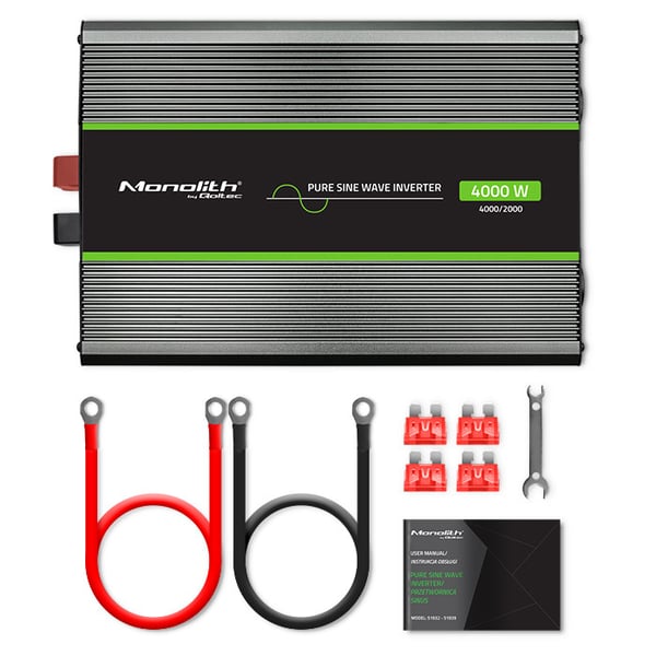 Qoltec Monolith spänningsomvandlare 2000W 4000W 24V till 230V ren sinus