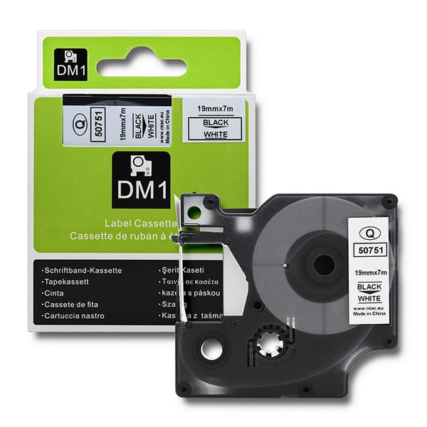 Qoltec tejp för DYMO D1 45803, 45808 19 mm x 7 m vit/svart tryck