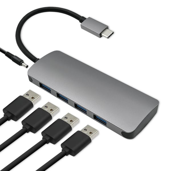 Qoltec Hub-adapter USB-C 3.1 5-i-1 med 4x USB 3.0 och DC