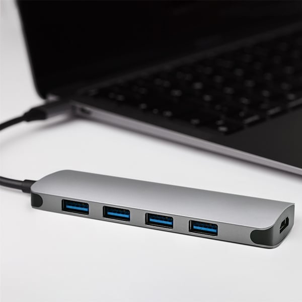 Qoltec Hub-adapter USB-C 3.1 5-i-1 med 4x USB 3.0 och DC