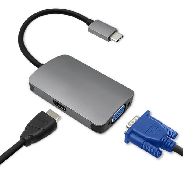 Qoltec Hub-adapter USB-C 3.1 2-i-1 | HDMI 4K | VGA