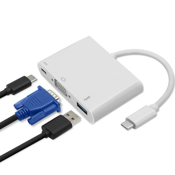 Qoltec Hub-adapter USB-C 3.1 3in1 med USB 3.0, VGA och USB-C 3.1 PD 92W