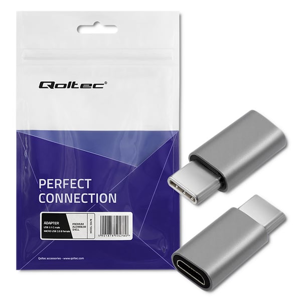 Qoltec USB-C 3.1 adapter til Micro-USB og MHL i aluminium