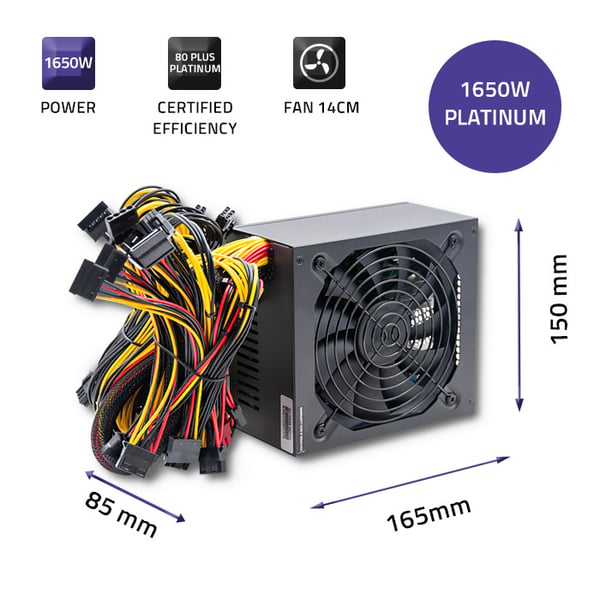 Qoltec Tehokas ATX-virtalähde 1650W | 80 Plus Platinum
