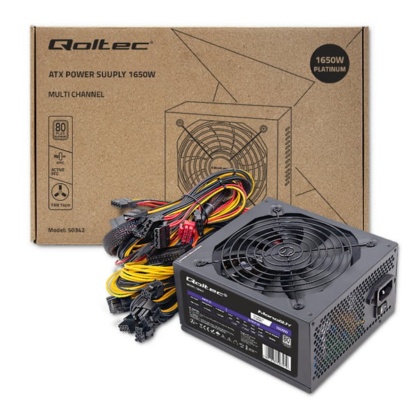 Qoltec Tehokas ATX-virtalähde 1650W | 80 Plus Platinum