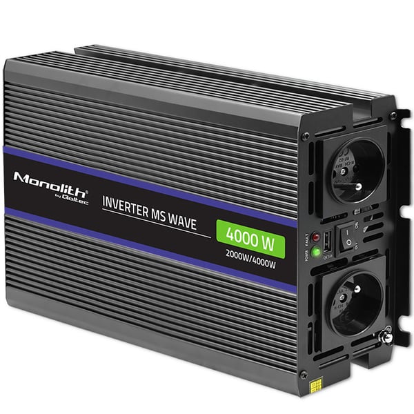 Qoltec Monolith 4000 MS spänningsomvandlare 12V till 230V 2000/4000W USB