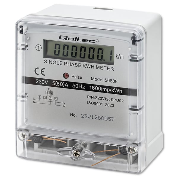 Qoltec Enfas elektronisk energiforbrugsmåler 230V LCD