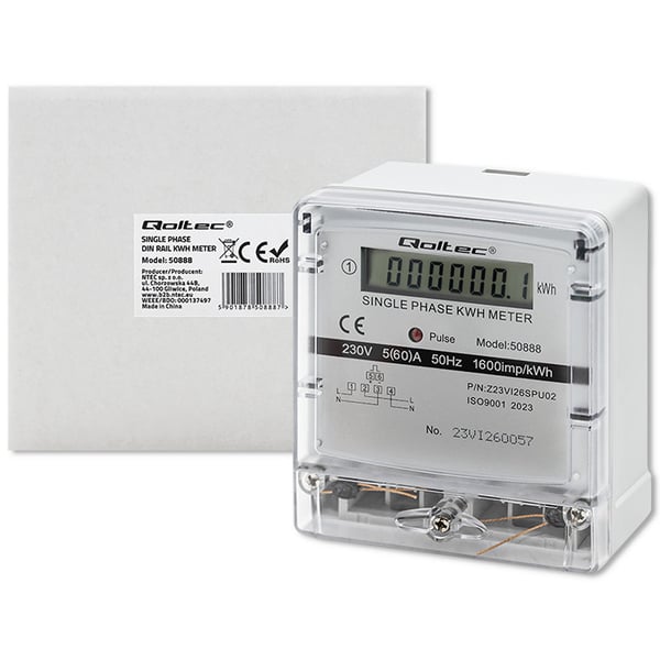 Qoltec Enfas elektronisk energiforbrugsmåler 230V LCD