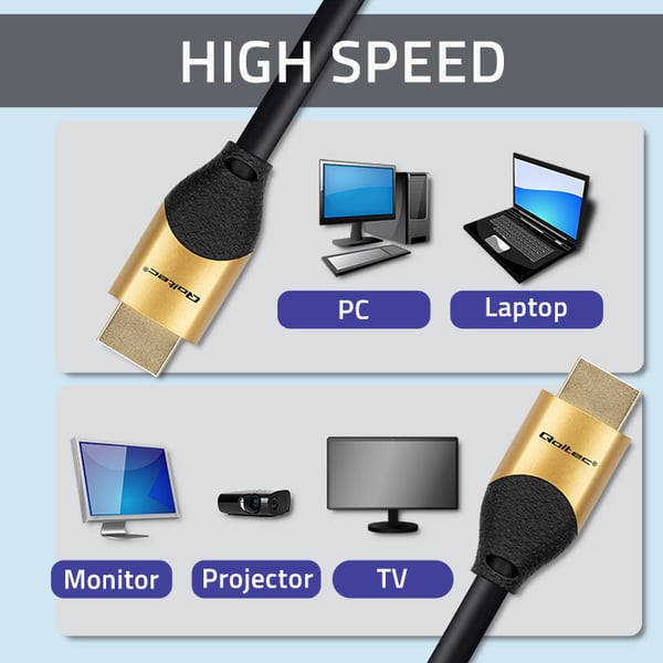 Qoltec HDMI-kabel v2.1 ultrahøjhastighed 8K 60Hz 30AWG guld 1m